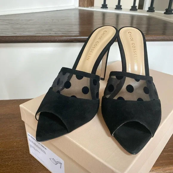 NWOT CHLOE GOSSELIN Liz Black Velvet Mules, size 42 - Picture 5 of 12